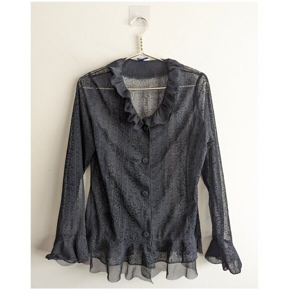 Vintage Tops - Vintage Whimsygoth Y2K lace sheer blouse